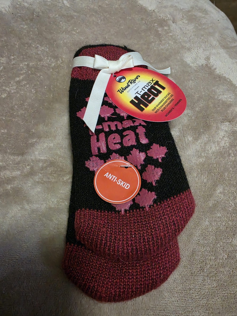 Heat-TMax Anti-Skid Men's Thermal Socks — Black & Dark Red